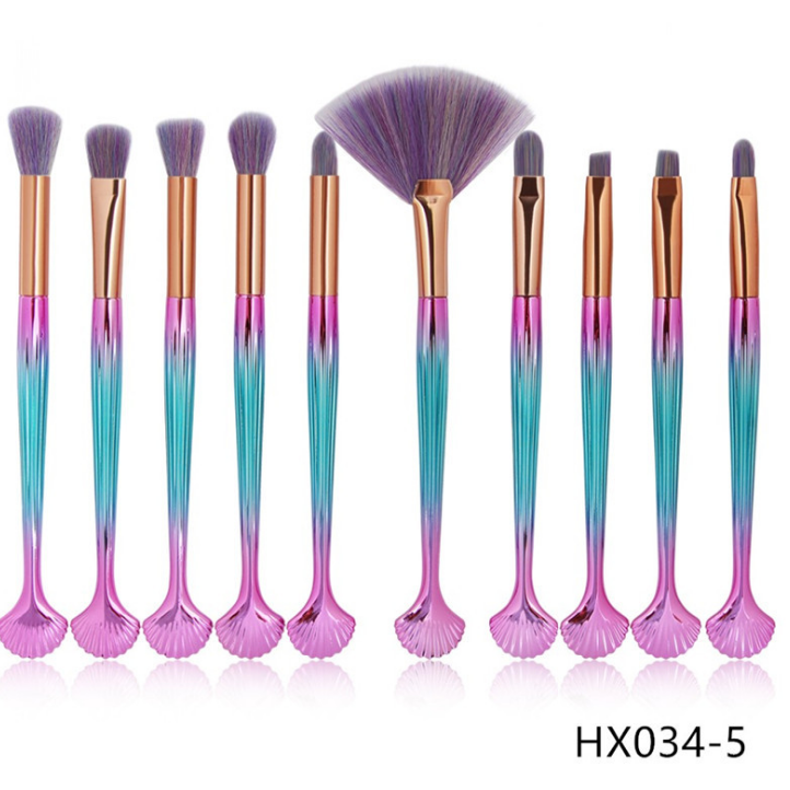 The Shell Makeup Brush Set - Purple bristles Pi-Mart