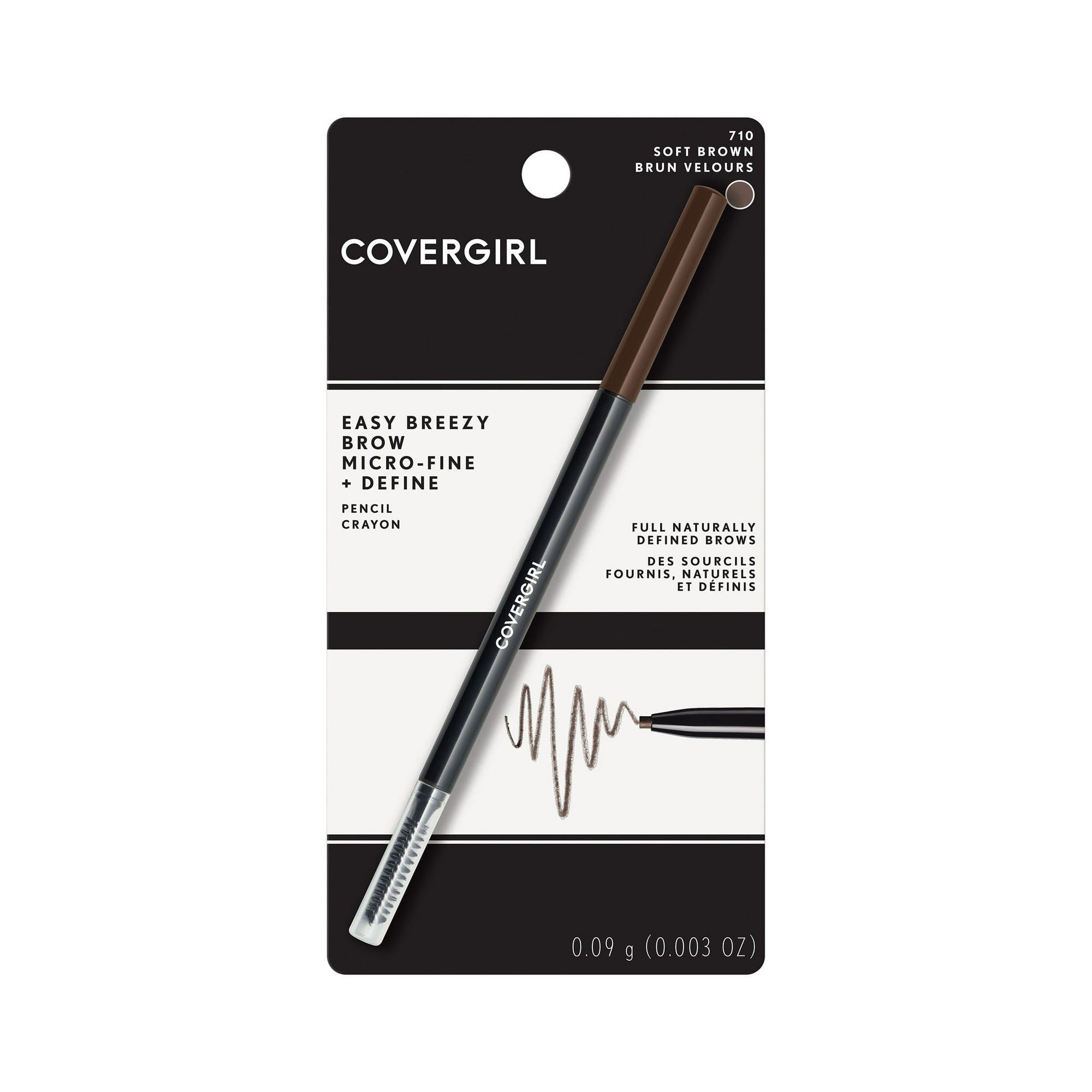 COVERGIRL Easy Breezy Brow Micro-Fine + Define Pencil, 710 Soft Brown, 0.003 oz