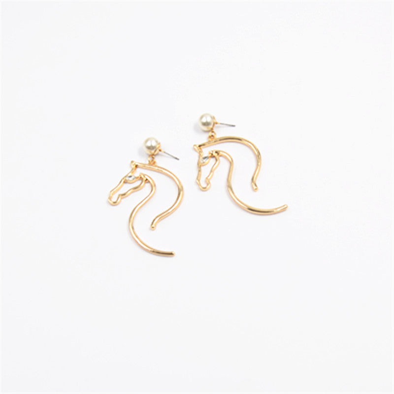 Fashion Horse Head Earrings Female Temperament European and American Exaggerated Ear Jewelry Lootquake LLC