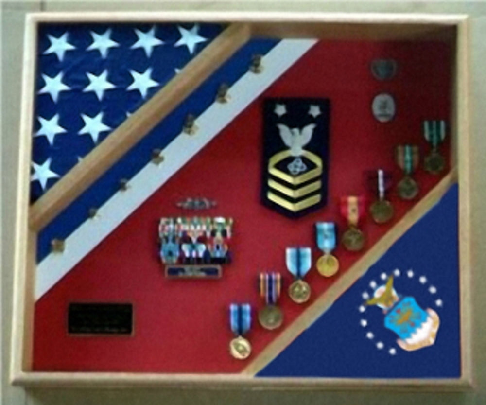 Air Force Retirement Gift, USAF Flag Shadow Box, USAF display, Great Air Force Retirement Gift The Military Gift Store