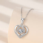S925 Beating Heart-shaped Necklace Women Luxury Love Rhinestones Necklace Jewelry Gift For Valentine's Day Pi-Mart