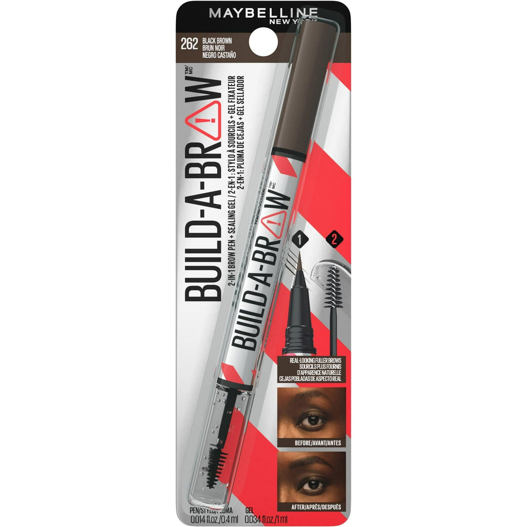Maybelline Build A Brow 2-in-1 Eyebrow Pen and Sealing Gel, Black Brown