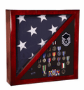 Cherry Flag and Medal Display Case Premium Wood - 5'x9.5' flag The Military Gift Store