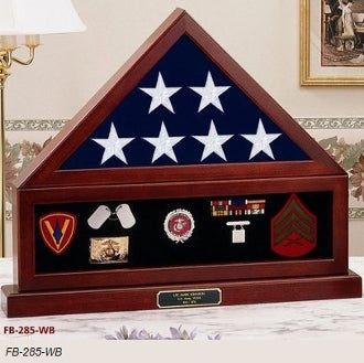 Combination Flag Display Case, Shadow Box, Flag medal and Pedestal - 3'X5' The Military Gift Store