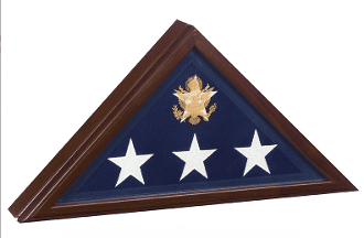 Open Front Flag Display Case, for Casket Flag, Cherry Wood Solid wood finished back The Military Gift Store