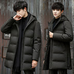 Korean Hooded White Duck Down Winter Long Warm Jacket Men's