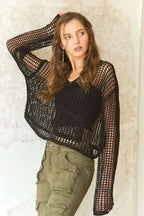 ADORA Crochet Long Sleeve Knit Top – Femstylo - SJB-DIAMOND ELITES