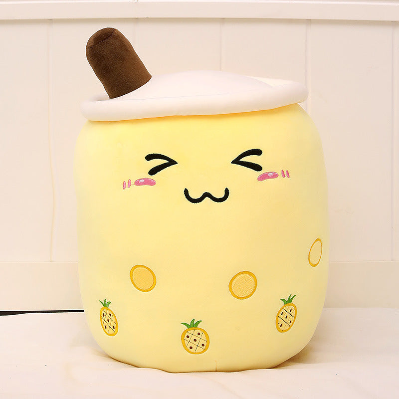 Cute Fruit Drink Plush Stuffed Soft Strawberry Milk Tea Plush Boba Tea Cup Toy Bubble Tea Pillow Cushion Kids Gift Pi-Mart