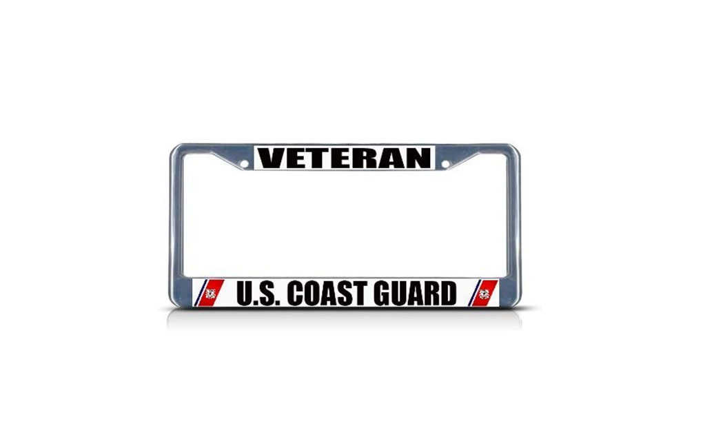 Metal Insert License Plate Frame Veteran U.S. Coast Guard Navy The Military Gift Store