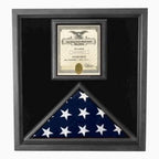 Premium USA-Made Solid wood Flag Document Case, Black Finish The Military Gift Store