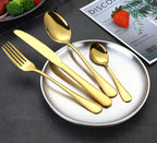24-Piece Stainless Steel Tableware Set - One-Piece Molded Knife Fork Spoon Collection Pi-Mart