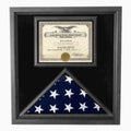 Premium USA-Made Solid wood Flag Document Case Black Finish. The Military Gift Store
