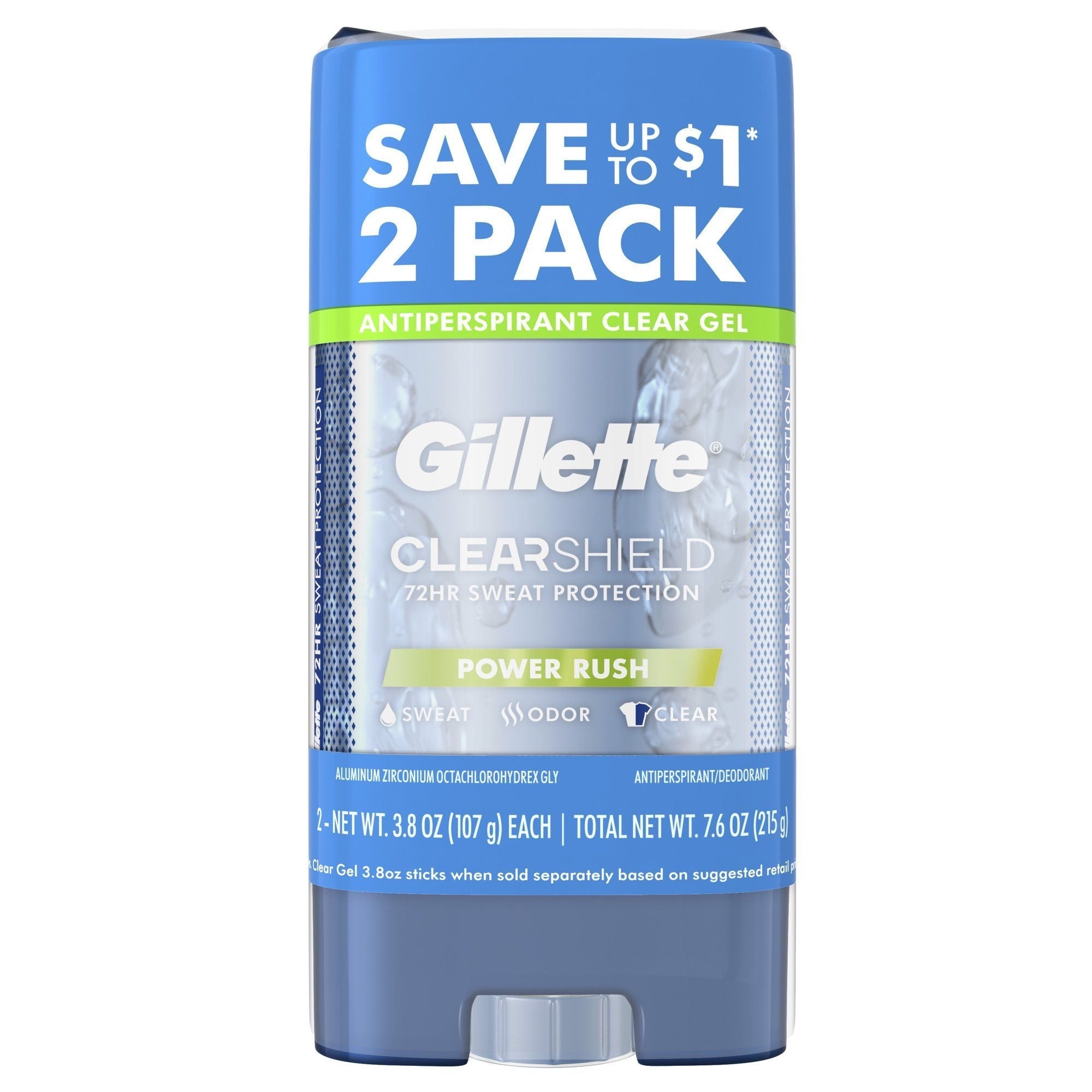 Gillette Antiperspirant and Deodorant for Men; Powder Rush; Twin Pack; 3.8 oz EasyOptionXY LLC