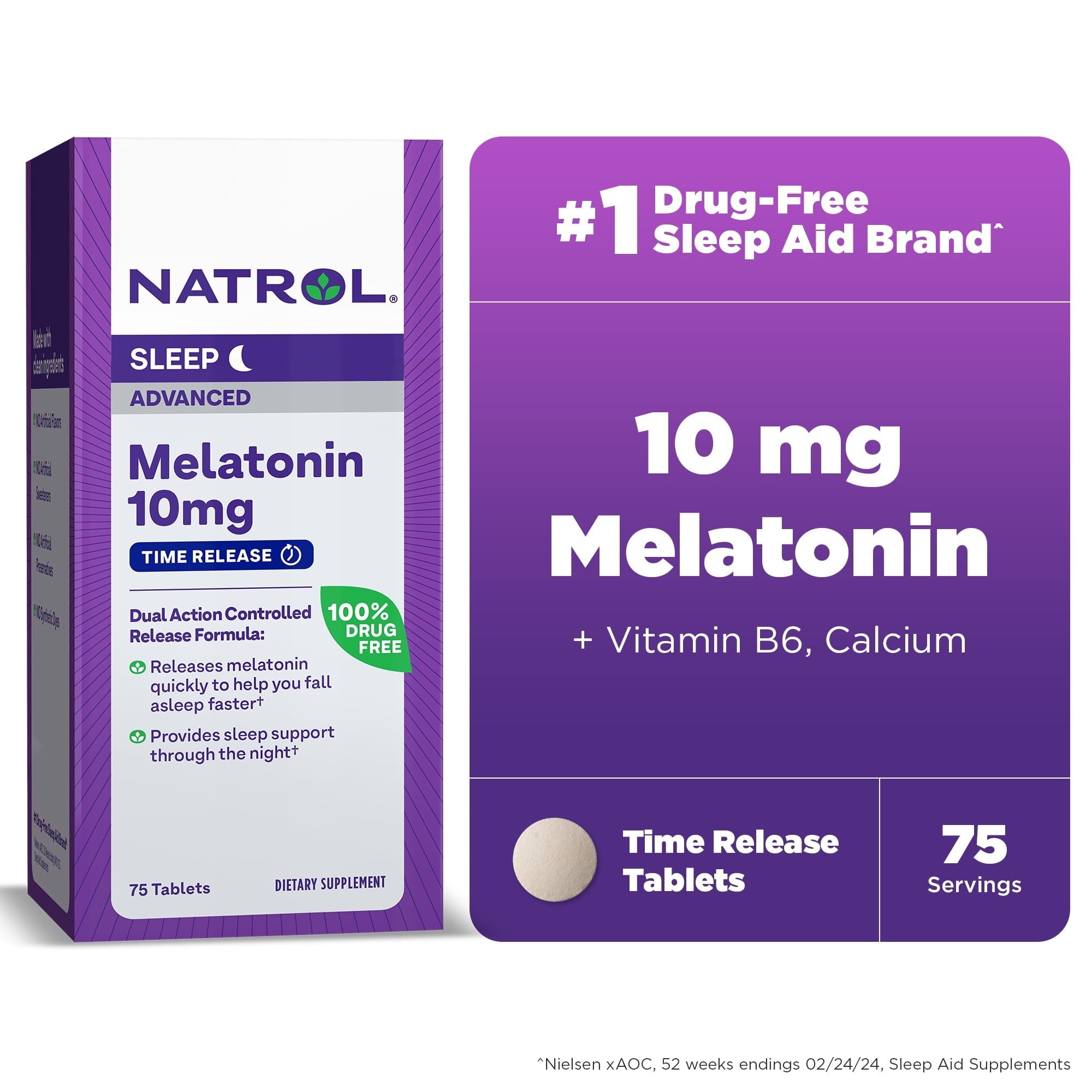 Natrol? Sleep Advanced Melatonin Time Release Tablets, Nighttime Sleep Aid, 10mg, 75 Count