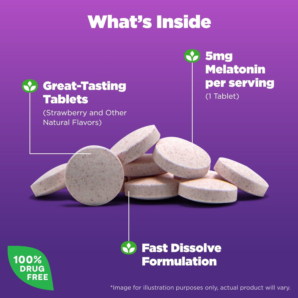 Natrol? Sleep Melatonin Fast Dissolve Tablets, Nighttime Sleep Aid, Strawberry Flavor, 5mg, 90 Count EasyOptionXY LLC