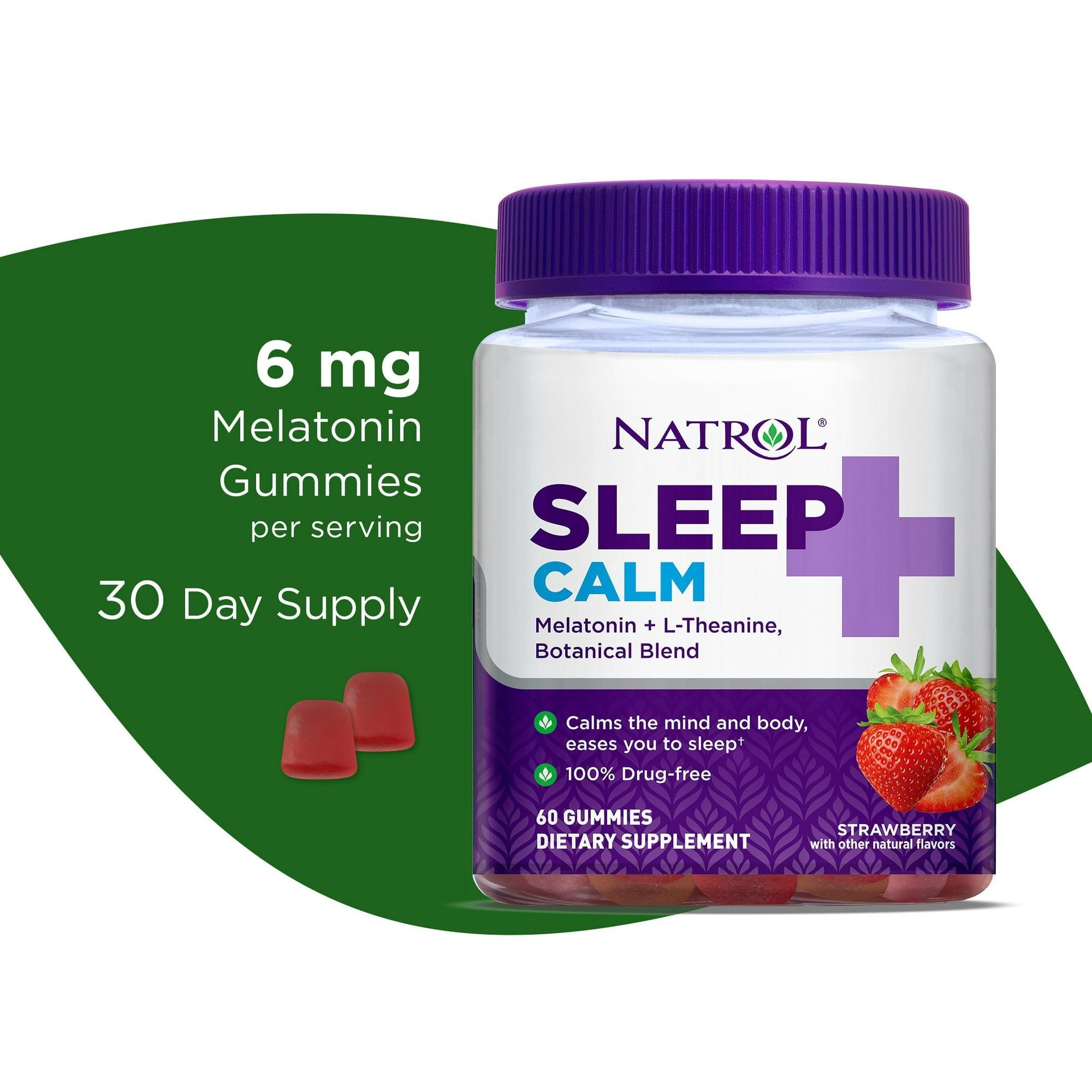 Natrol? Sleep+? Calm Melatonin Gummies for Adults, Strawberry Flavor, 60 Count