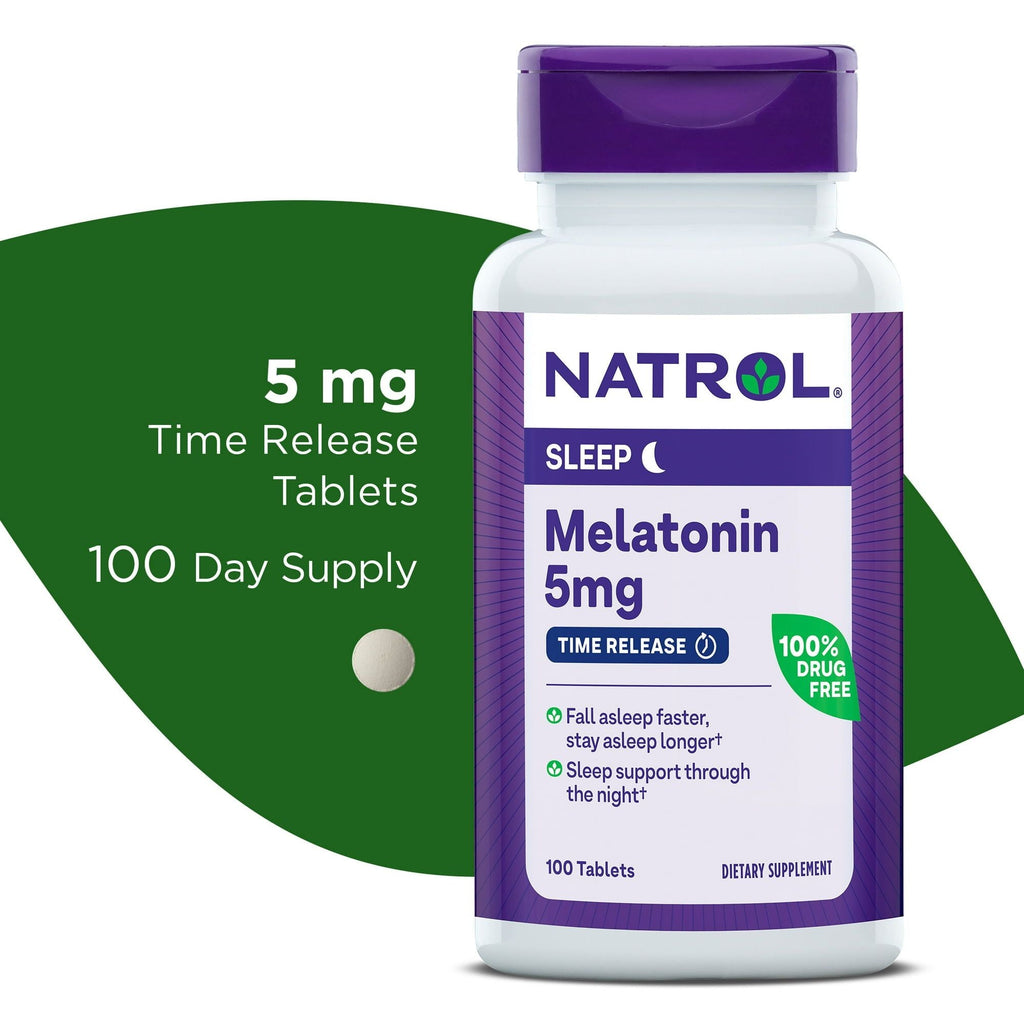 Natrol? Time-Release Melatonin 5 mg, Dietary Supplement for Restful Sleep, 100 Tablets, 100 Day Supply