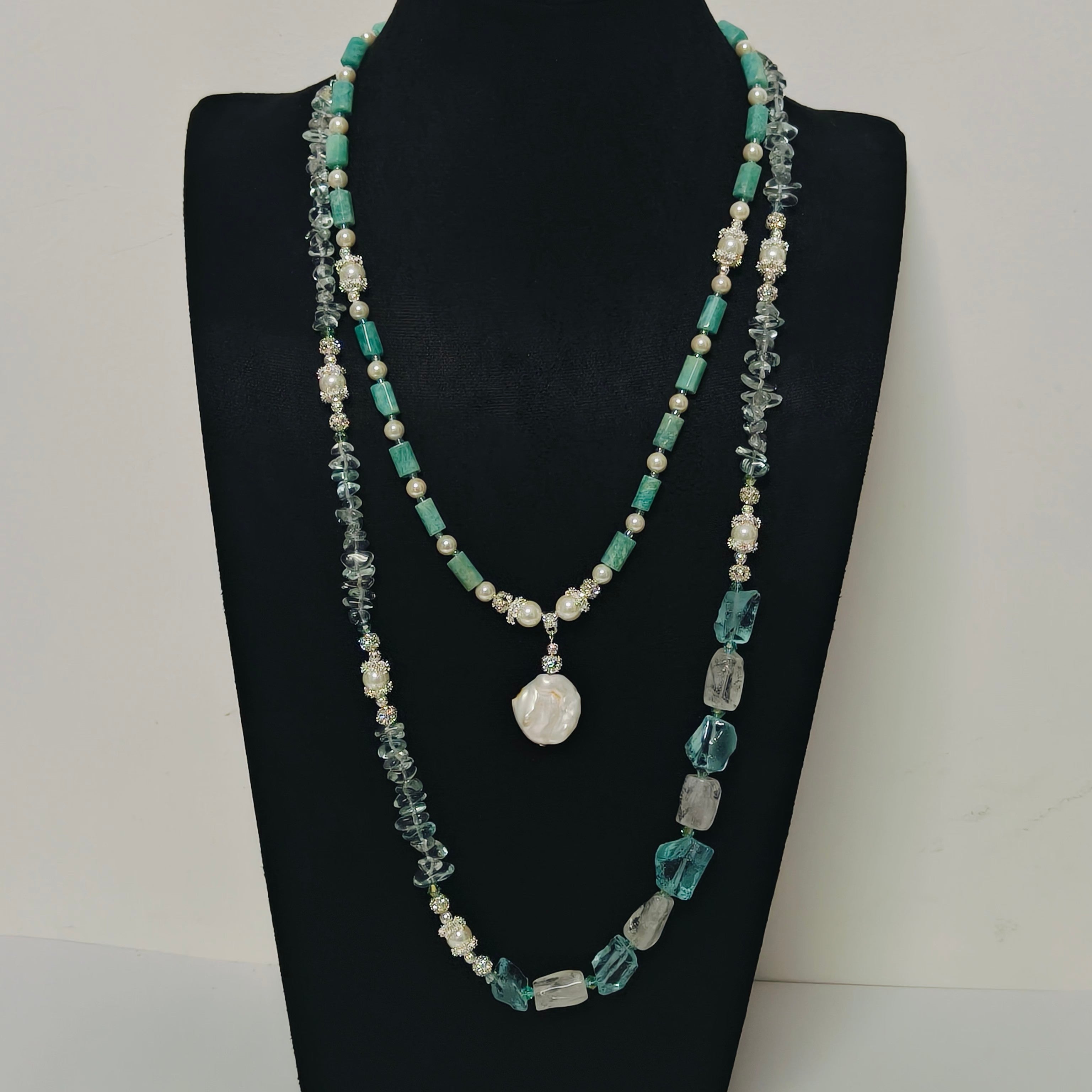 Handmade Premium Crystal Necklace |  Artisan Woven Jewelry with Alloy Accents  | Elegant Sparkling Statement Necklace for Women (MAC344)