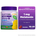 Natrol? Kids Sleep+? Calm, Melatonin and L-Theanine, Sleep Gummies for Kids, Strawberry Flavor, 60 Count