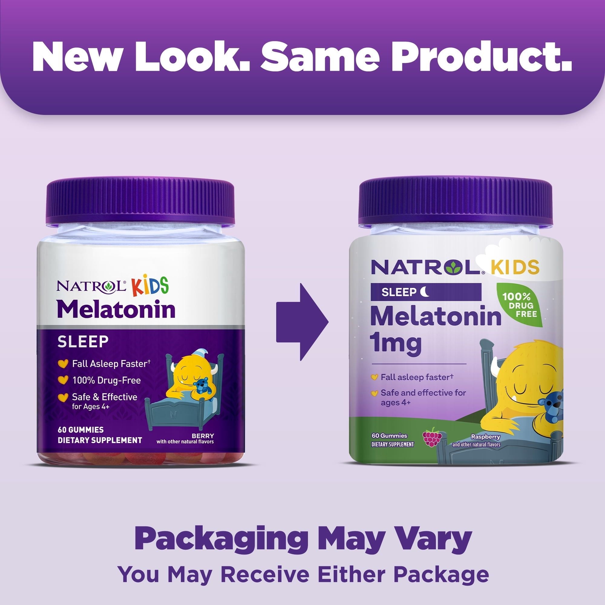 Natrol? Kids Melatonin, Sleep Gummies for Children, Raspberry Flavor, 1mg, 60 Count