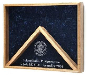 Deluxe Combo Awards Flag Display Case -Walnut The Military Gift Store