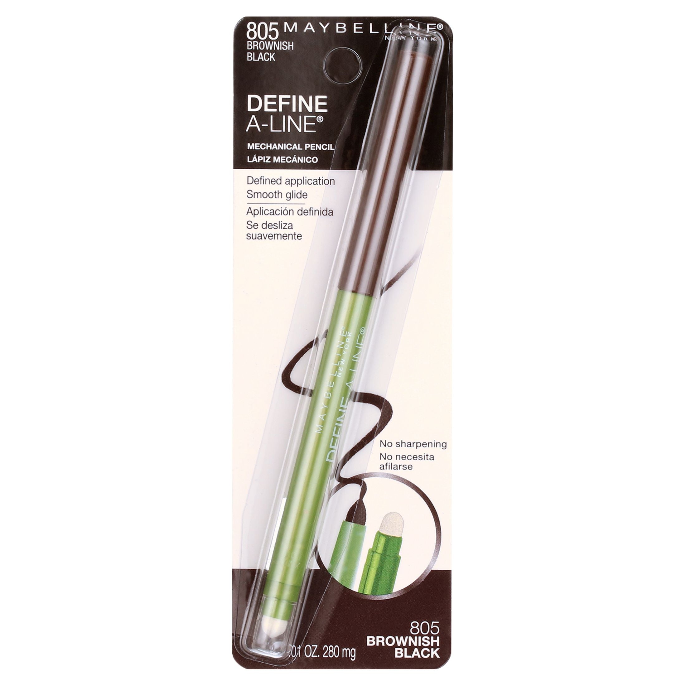 Maybelline Define-A-Line Mechanical Eyeliner with Built-in Sharpener, Brownish Black