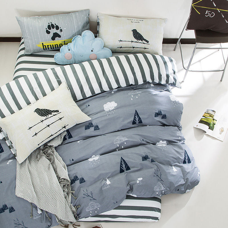 Pure cotton four-piece set cotton bed linen duvet cover single Pi-Mart