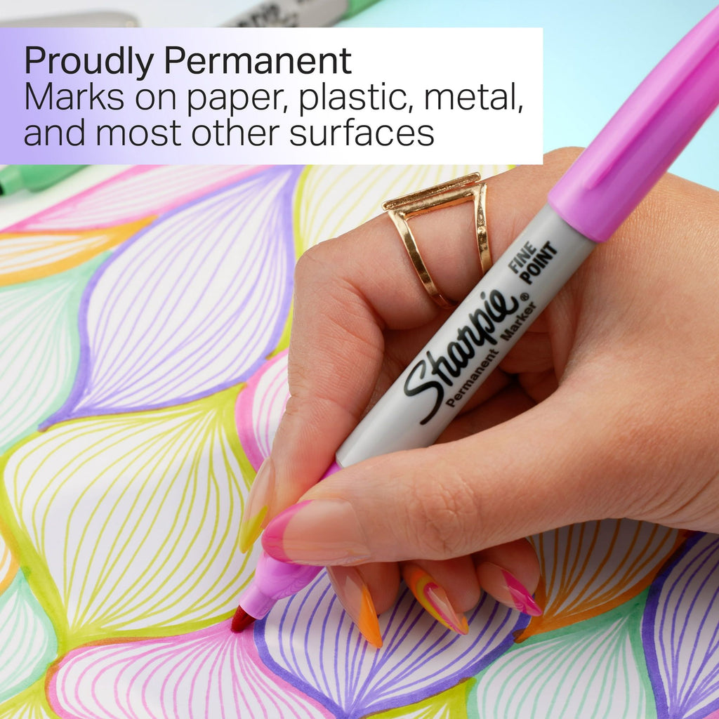 Sharpie Glam Pop Permanent Markers, Fine Point, 12 Count