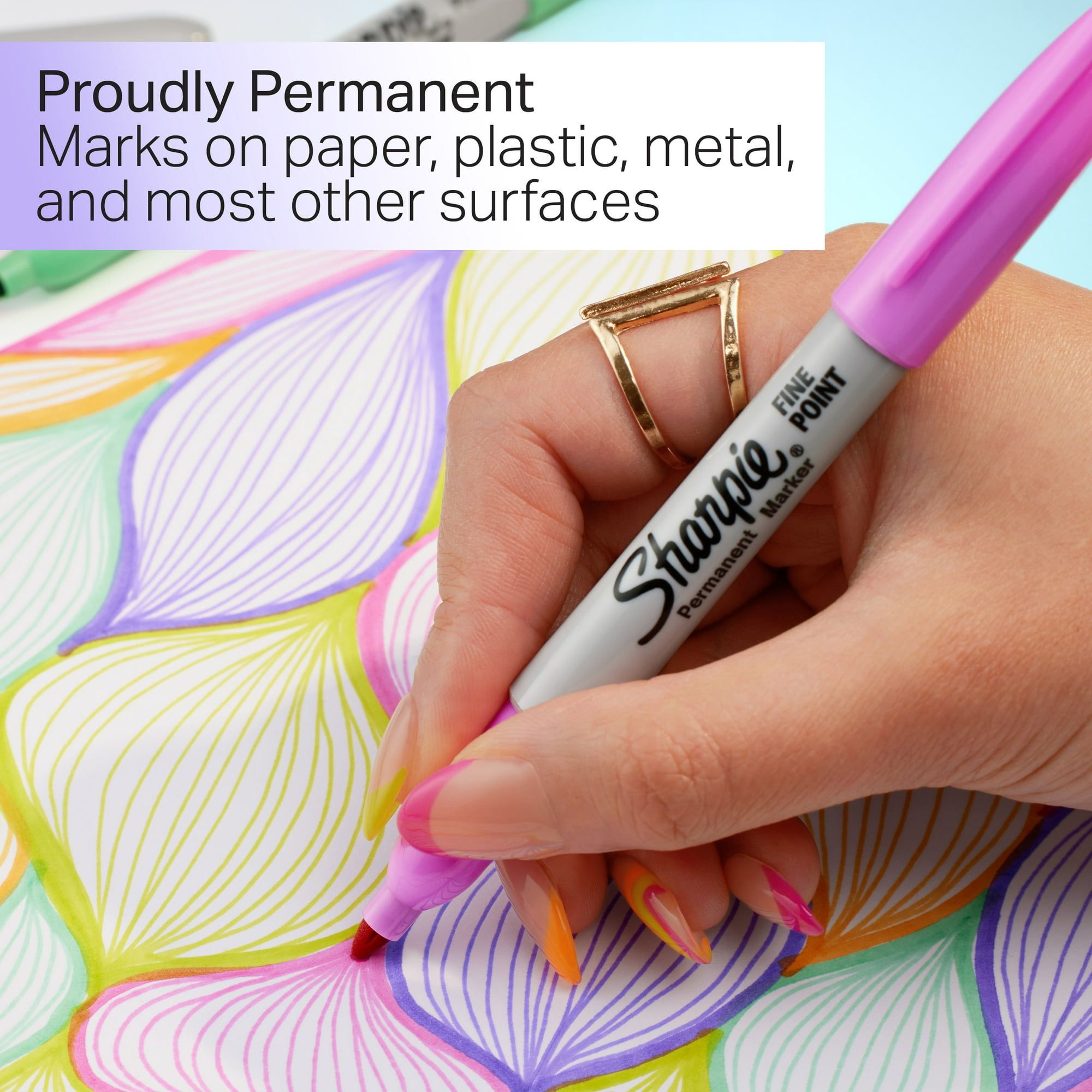 Sharpie Glam Pop Permanent Markers, Fine Point, 12 Count