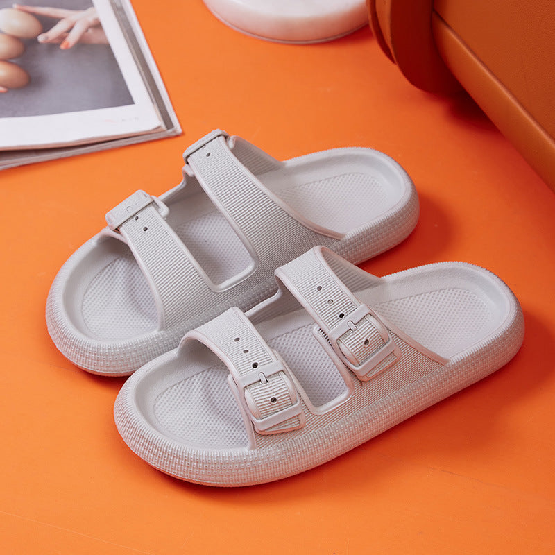 Platform Slippers Women's Summer Buckle Home Shoes Fashion Outdoor Wear Soft Bottom Sandals Pi-Mart