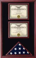 American Flag and 2 Certificates Cases Shadow Box, Military Flag Display Cases The Military Gift Store