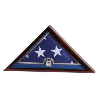 Flag Display Case with Coast Guard Medallion, Mahogany The Military Gift Store