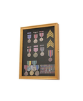 Oak Finish Display Case Wall Frame Cabinet for Military Medals, Pins, Patches, Insignia, Ribbons, Brooches. The Military Gift Store