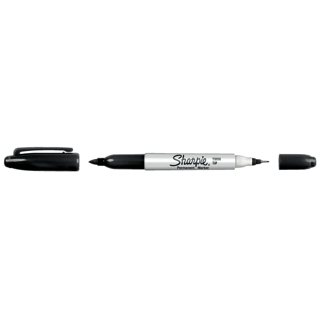 Sharpie Twin Tip Permanent Markers, Fine and Ultra Fine, Black, 2 Count