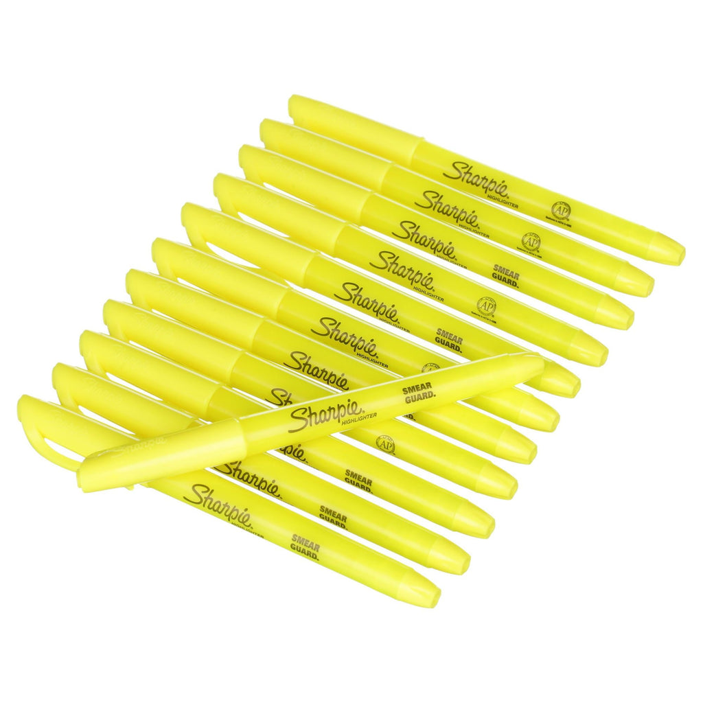 Sharpie?? Pocket Style Highlighter, Fluorescent Yellow, 12 Count