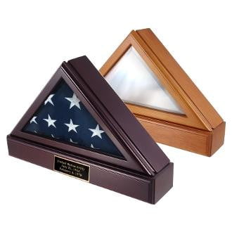 Officers Flag Display Case AND Pedestal for 3ft x5ft Flag, Oak or Cherry The Military Gift Store