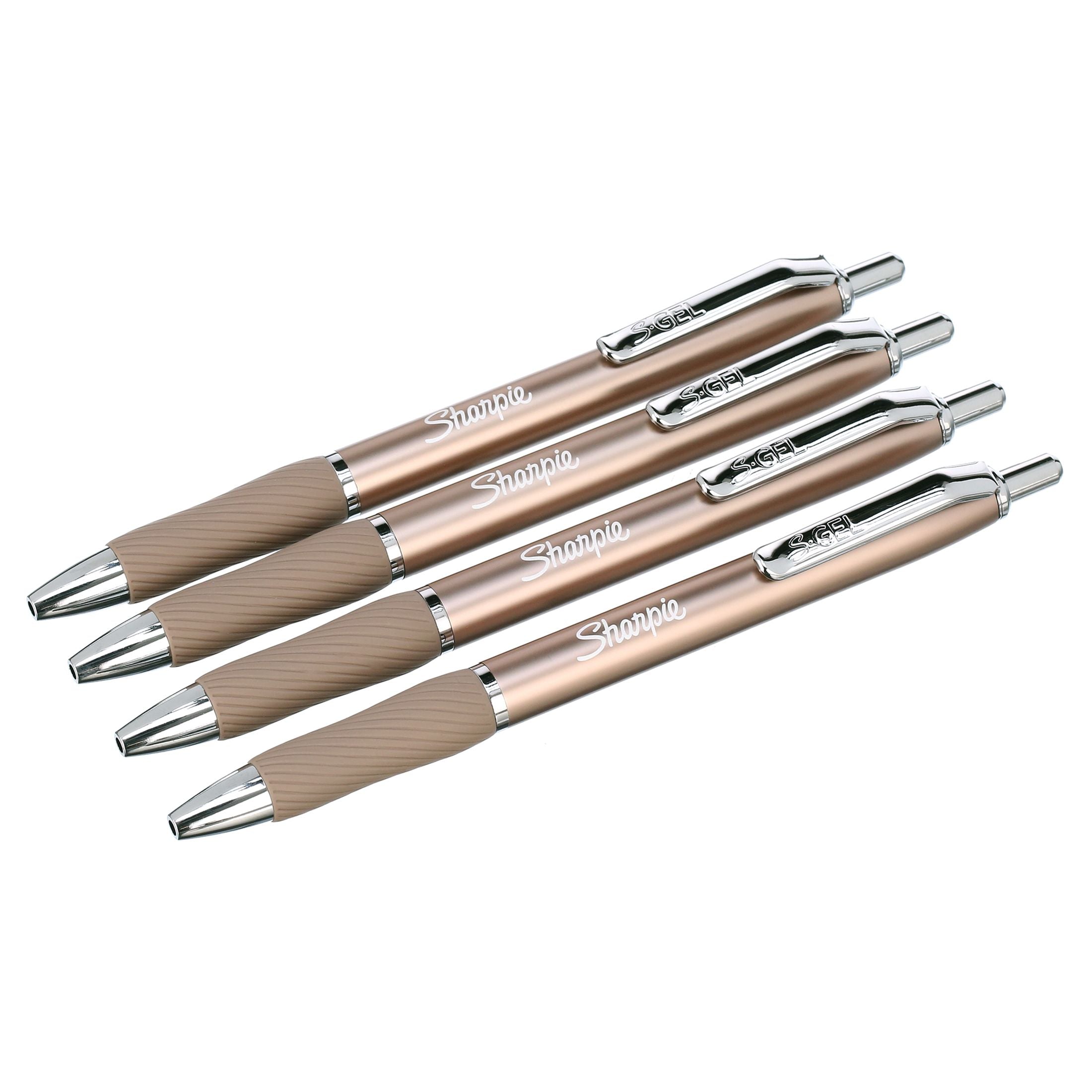 Sharpie S-Gel, Gel Pens, Sleek Metal Barrel, Medium Point (0.7mm), Black Ink, 4 Count