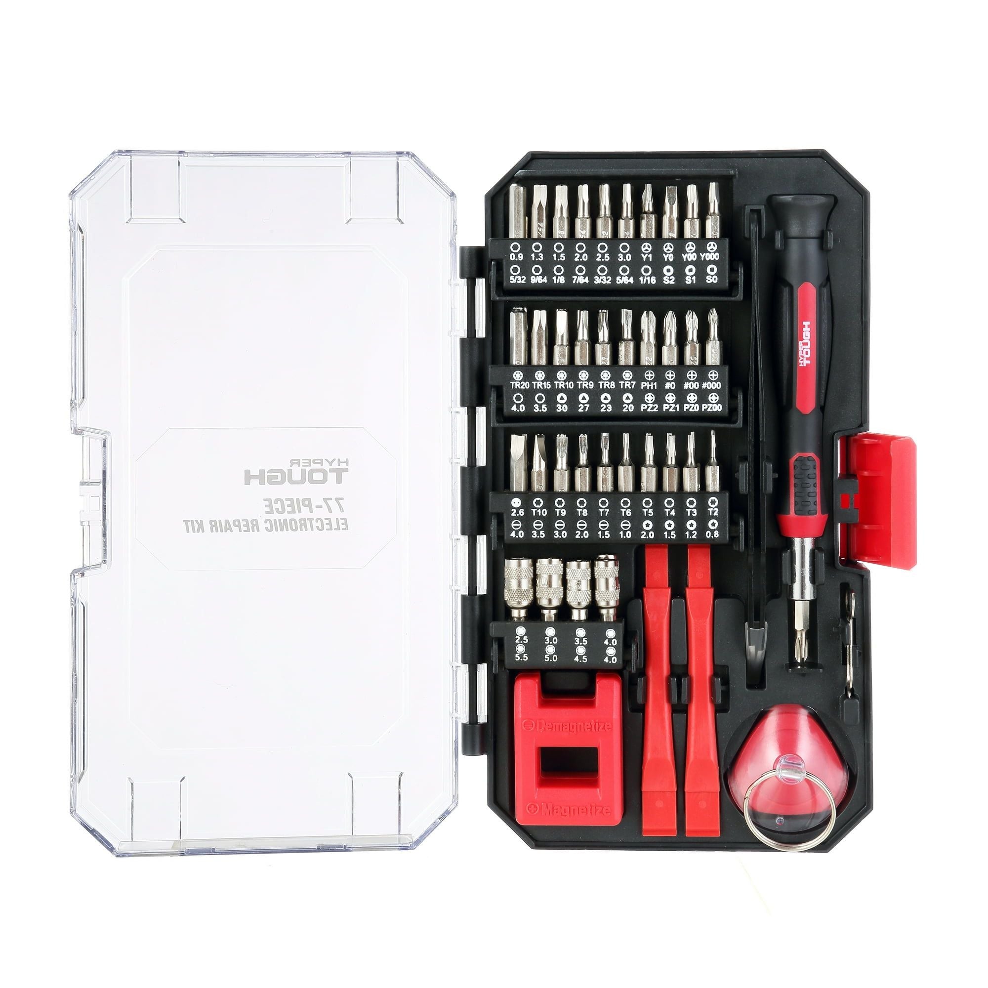 Hyper Tough 77 Piece Precision Tool Kit with Magnetic Screwdriver, Standard Size Bits, and Case, New Condition, EasyOptionXY LLC