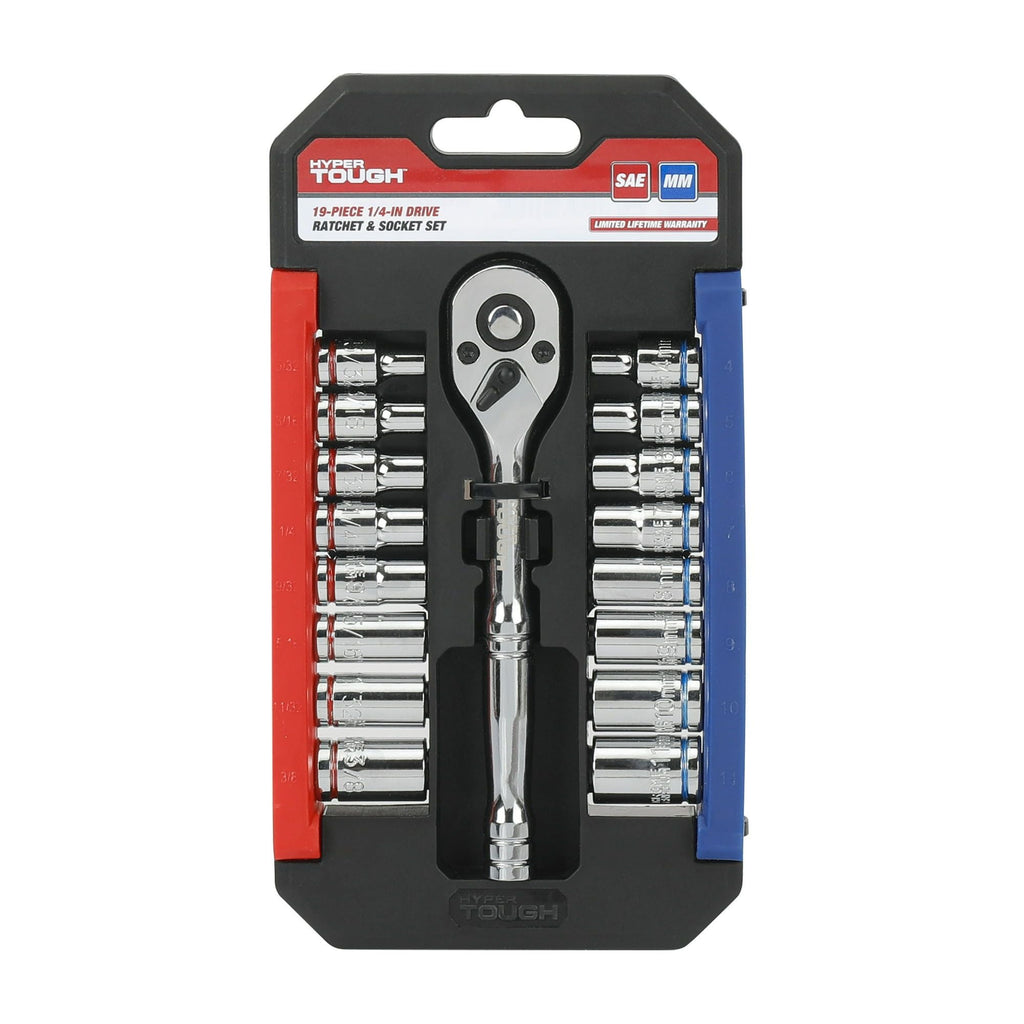 Hyper Tough 19 Piece 1/4 inch Drive Ratchet and Socket Set, 43232 EasyOptionXY LLC