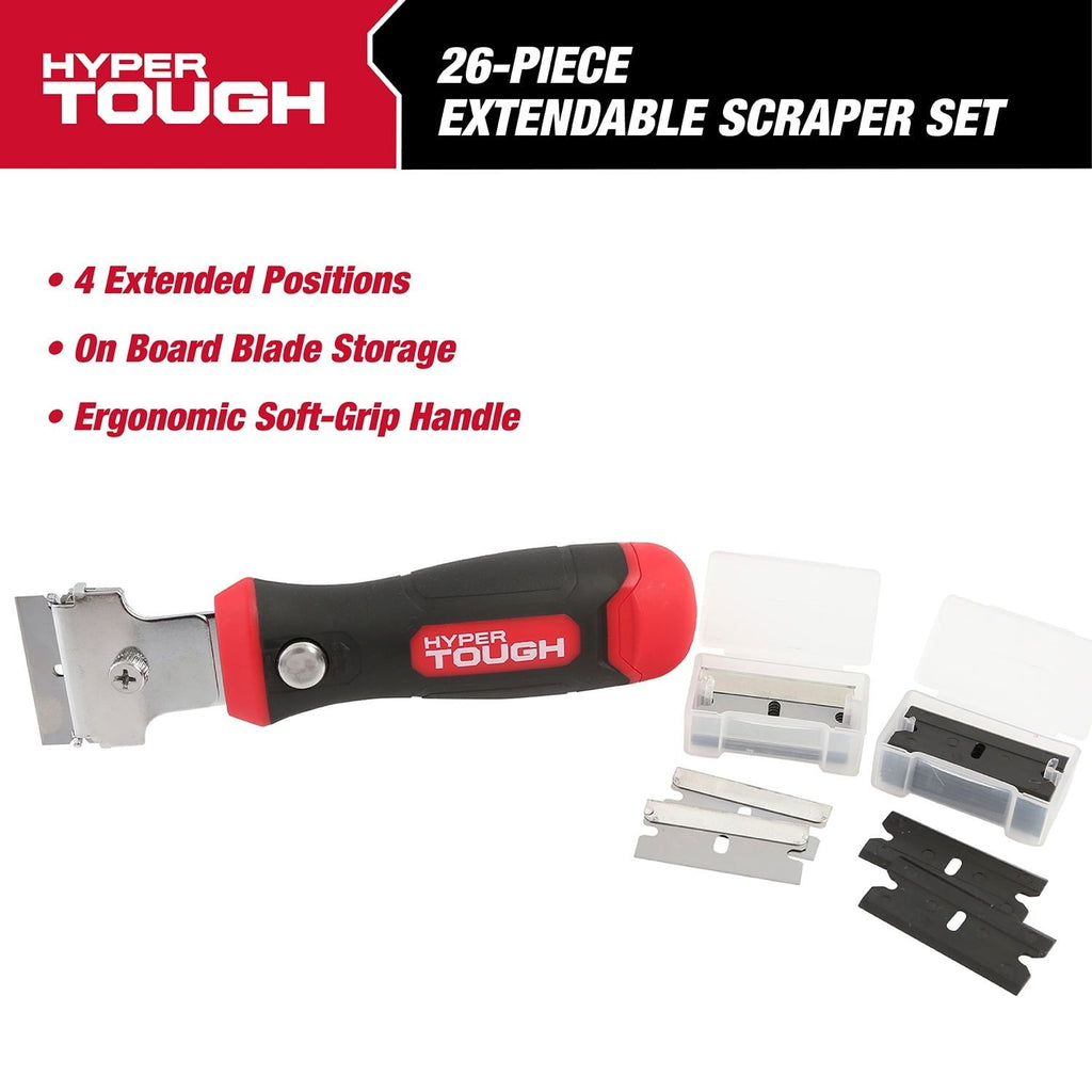Hyper Tough 26-piece, 9-inch Extendable Razor Blade Scraper with Replaceable Blades, 2300V