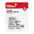 Hyper Tough 3 Piece 1/4, 3/8, and 1/2 inch Universal Joint Socket Set CRV 8UC0004A, New Condition