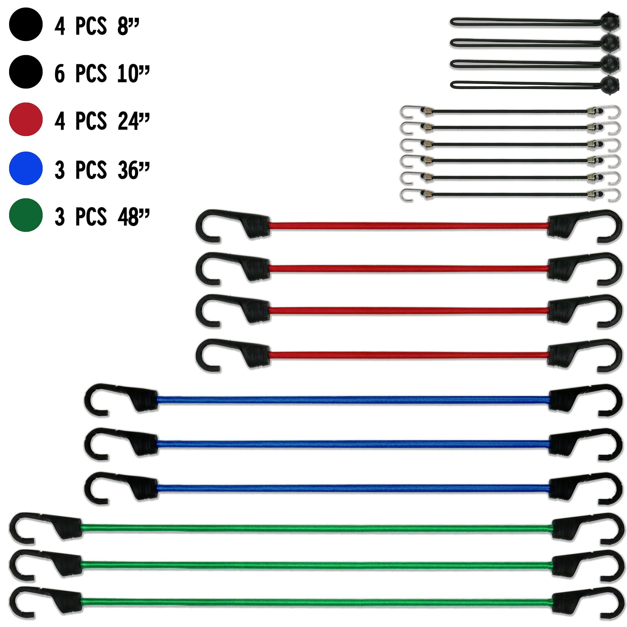 Hyper Tough 20 pieces Bungee Cord Set, Plastic Jar, Multi-Color, 2.31 oz EasyOptionXY LLC