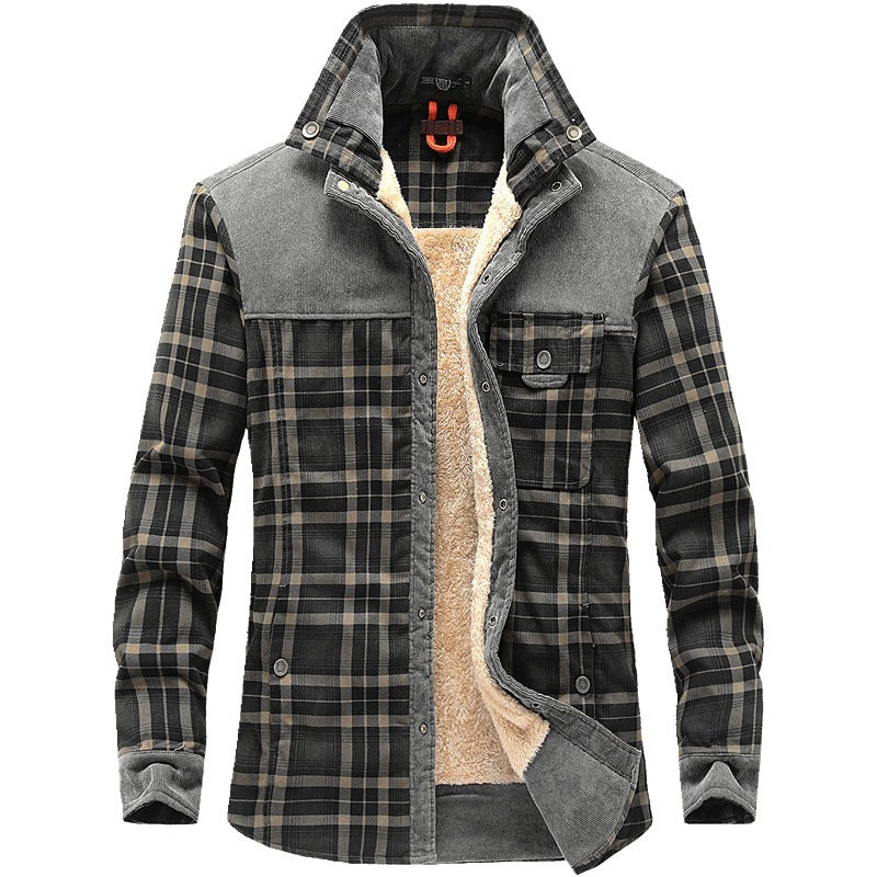 Winter Jacket Men Thicken Warm Fleece Jackets Coats Pure Cotton Plaid Jacket Military Clothes Pi-Mart