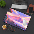 Sunset Lakeside Desk Mat — Pastel Scenic Mouse Pad with Sailboat Lootquake LLC