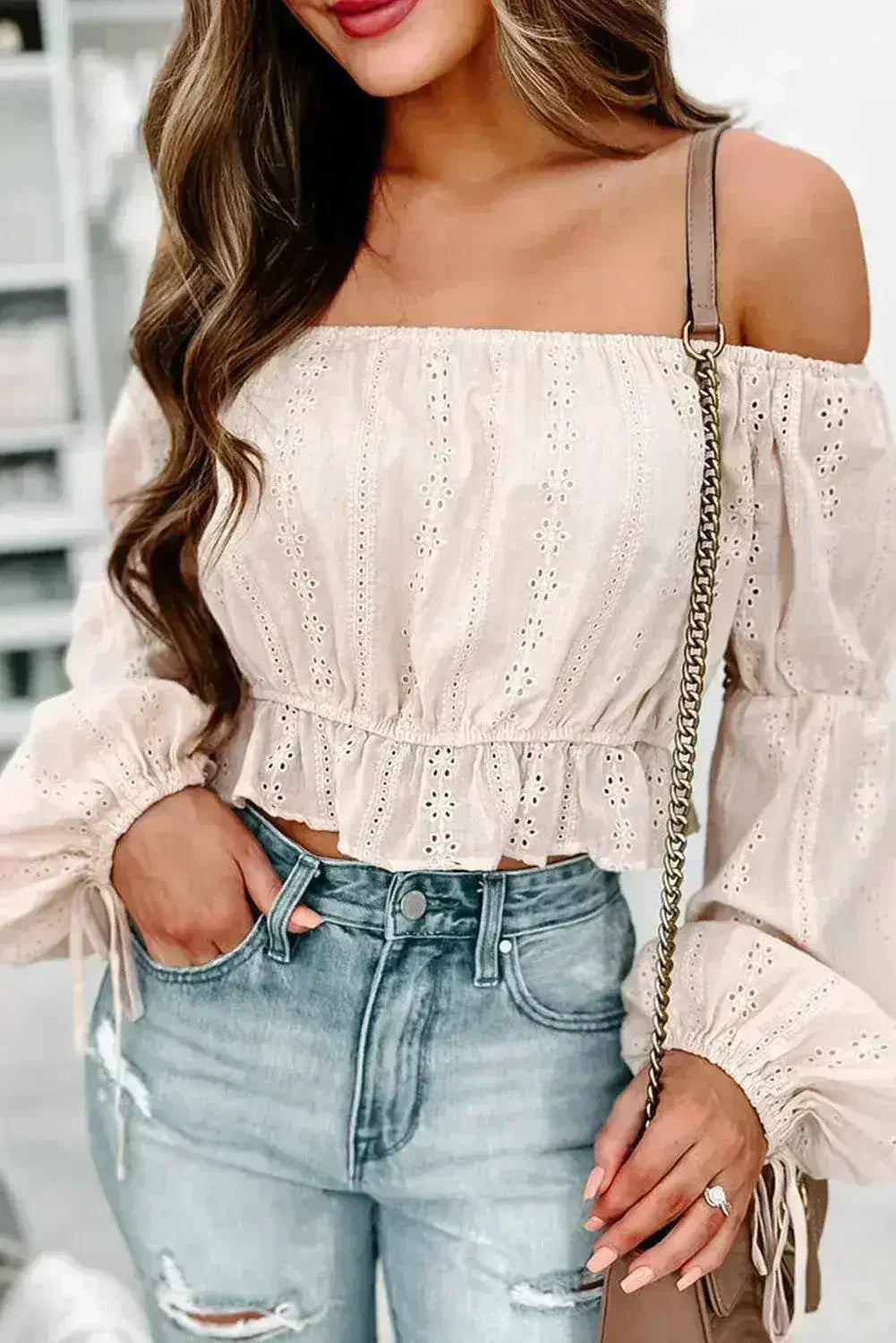 Perforated Crop Top Cordova, Apricot - SJB-DIAMOND ELITES