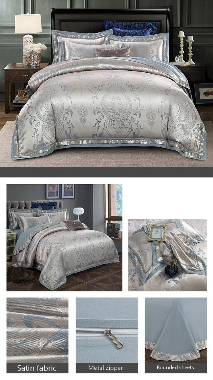 European-style luxury tencel cotton satin jacquard quilt cover four-piece set six-piece set Pi-Mart