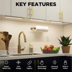 Hyper Tough 16" Under Cabinet Lights with Hand Wave Technology (Set of 3), Plug In EasyOptionXY LLC