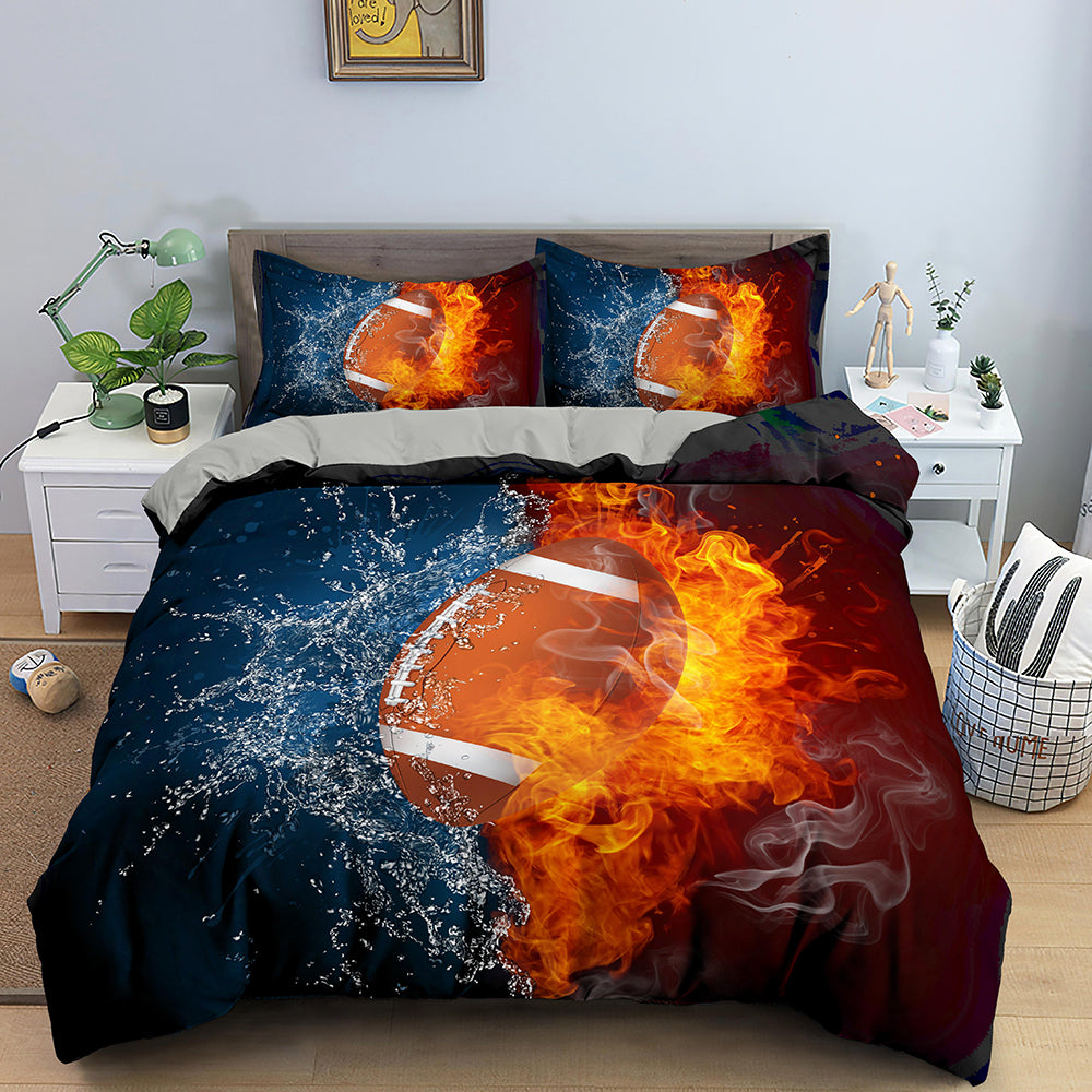 Cross-border Three-piece Bed Set Home Textile Four-piece Set Basketball Quilt Cover Thick Twill Wish Pi-Mart