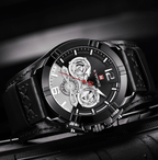 Men's Leather Waterproof Watch With Chronometers And Fluorescent Hands Excellent Design Perfect Gift - SJB-DIAMOND ELITES