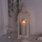 Rustic Metal Decorative Candle Lantern Hanging  Candle Holder with Tempered Glass(White) Lootquake LLC